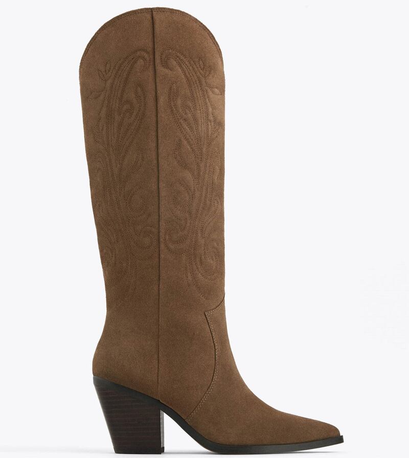 Split suede cowboy boots, €199 at uterque.com