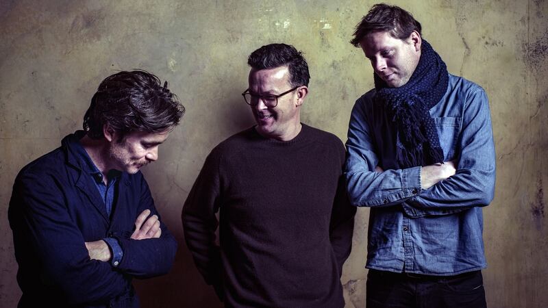 Grief Is the Thing with Feathers: Cillian Murphy, Enda Walsh and Max Porter at the Playground Theatre in London in 2018. Photograph: Tom Jamieson/NYT