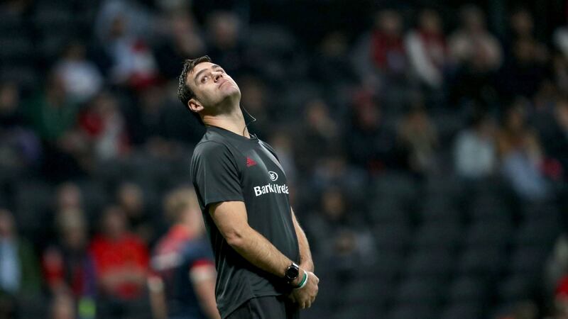 Munster head coach Johann van Graan during their Heineken Champions Cup Round 5 defeat to Racing 92 at  La Defénse Arena, Paris last Sunday.  Photograph: Dan Sheridan/Inpho