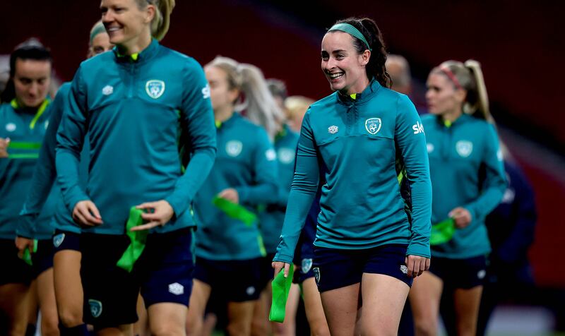 Roma McLaughlin on Republic of Ireland duty. Photograph: Ryan Byrne/Inpho
