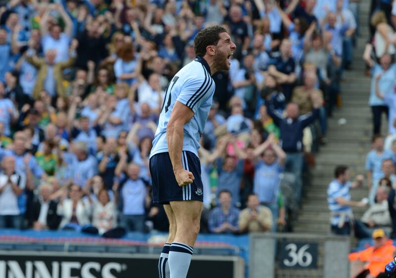 Dublin's Bernard Brogan scores a goal at Croke Park during the Dublin v Meath Leinster Football final on July 22nd, 2012. Photograph: Alan Betson
 