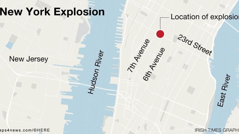 A map of where the explosion took place in New York.