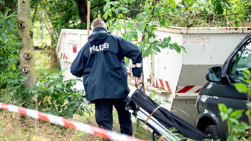 A police officer at the site in  Hanover. Photograph: Hauke-Christian Dittrich/AFP via Getty Images