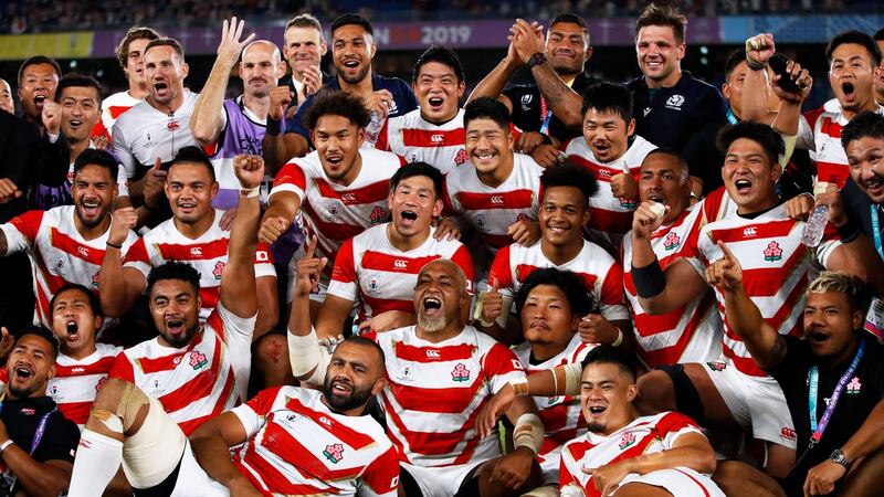 Japan’s performances helped the average winning margin at the Rugby World Cup between Tier 1 and Tier 2 nations come down to a new low of 30.5. Photograph: Odd Andersen/AFP via Getty Images