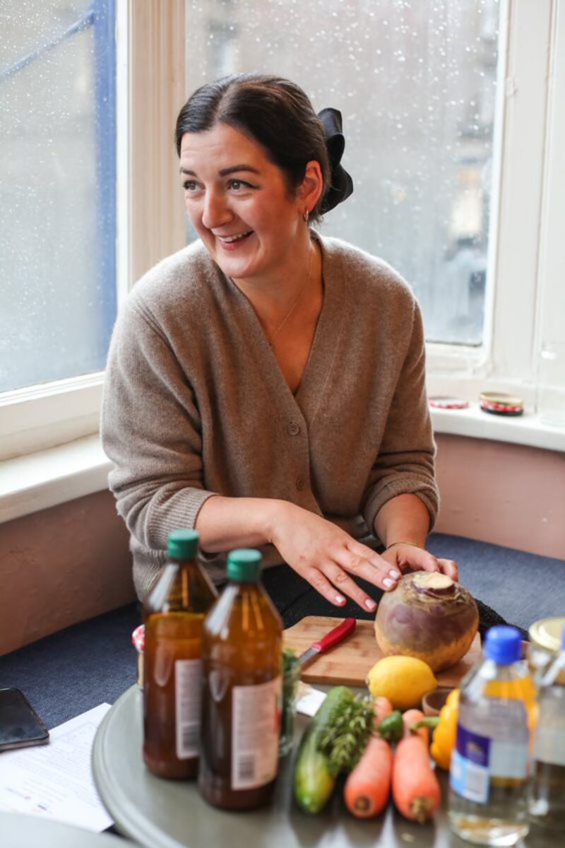 Pic: Lilly prepping some vegetable for some pickling and crafting