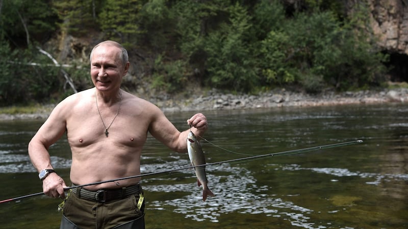 Putin fishes in southern Siberia.