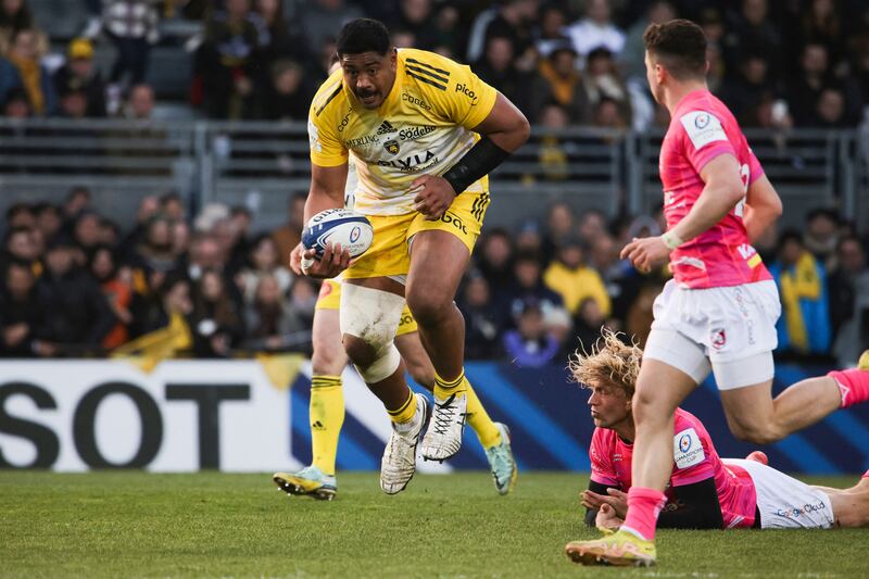 La Rochelle lock Will Skelton runs with the ball during the Champions Cup round of 16 match against Gloucester at the Stade Marcel-Deflandre. Photograph: Thibaud Moritz/AFP via Getty Images
