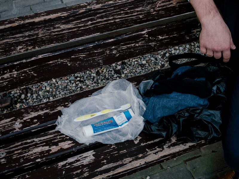 Igor Ilyash does not leave his apartment without the essentials for prison, in case he is detained: a toothbrush, toothpaste, spare underwear and socks. Photograph: Nanna Heitmann/New York Times
                      