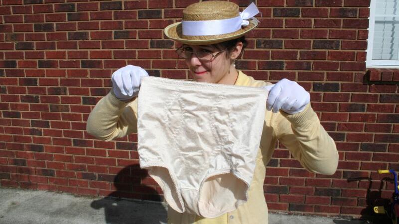 Maya Van Wagenen and the panty girdle.  Photograph: Robert Krasner