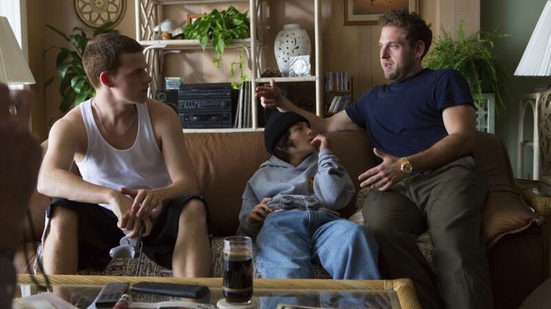 Writer-director Jonah Hill (right), with cast members Lucas Hedges (left) and Sunny Suljic during the filming of Mid90s. Photograph: Tobin Yelland/A24/AP