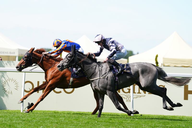 Port Fairy ridden by Ryan Moore on their way to winning the Ribblesdale Stakes during day three of Royal Ascot. Photograph: David Davies/PA Wire