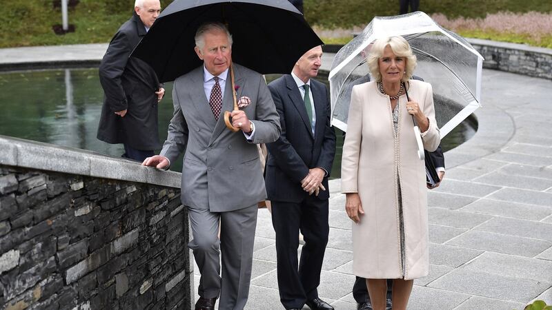 Prince Charles, Prince of Wales and Camilla, Duchess of Cornwall  mark the 20th anniversary of the Omagh bombing at Memorial Garden in Omagh, Northern Ireland. Photograph: Charles McQuillan/Getty Images