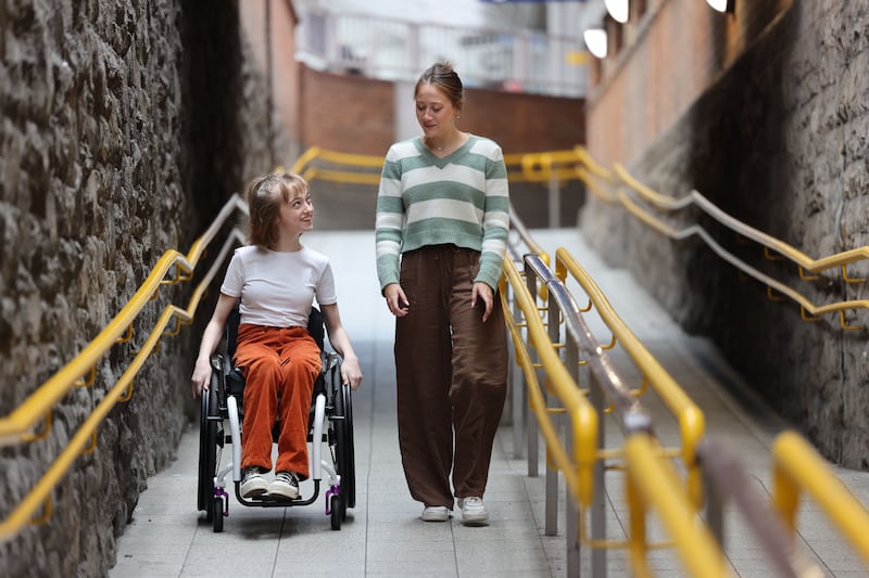 Emma Dennehy and Niamh Moriarty. 'It should be straightforward, making our way to my favourite city-centre cafe. You will likely not be shocked to discover it is not straightforward.' Photograph: Dara Mac Dónaill