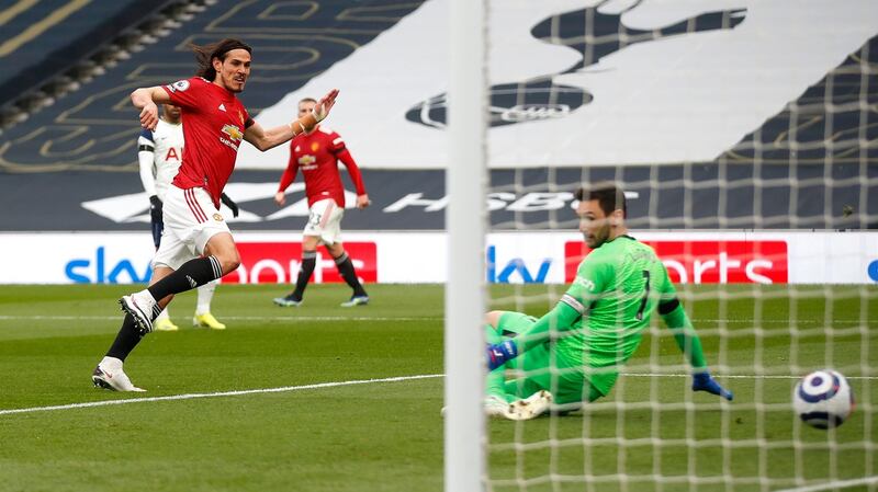 Edinson Cavani’s goal was later disallowed following a VAR review at the Tottenham Hotspur Stadium. Photograph: Getty Images