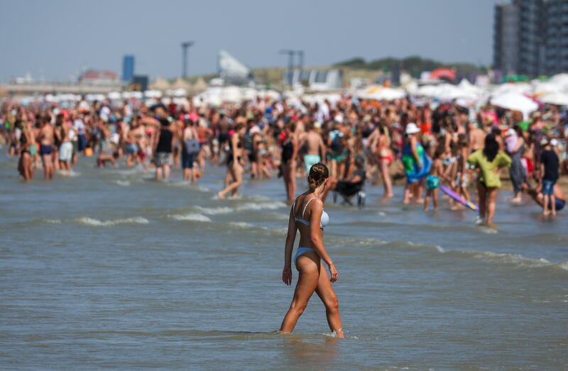 The beach at Belgium's North Sea resort of Blankenberg. Photograph: Olivier Hoslet/EPA