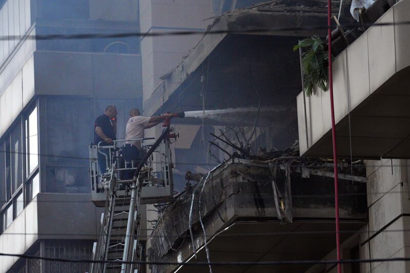Smoke billows from an apartment block that was hit by an Israeli airstrike in Beirut, Lebanon. Photograph: Daniel Carde/Getty Images