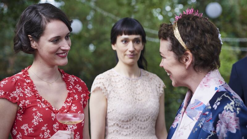 From left, Phoebe Waller-Bridge as Fleabag, Sian Clifford as Claire and Olivia Coleman as Godmother Fleabag. Photograph: Kevin Baker