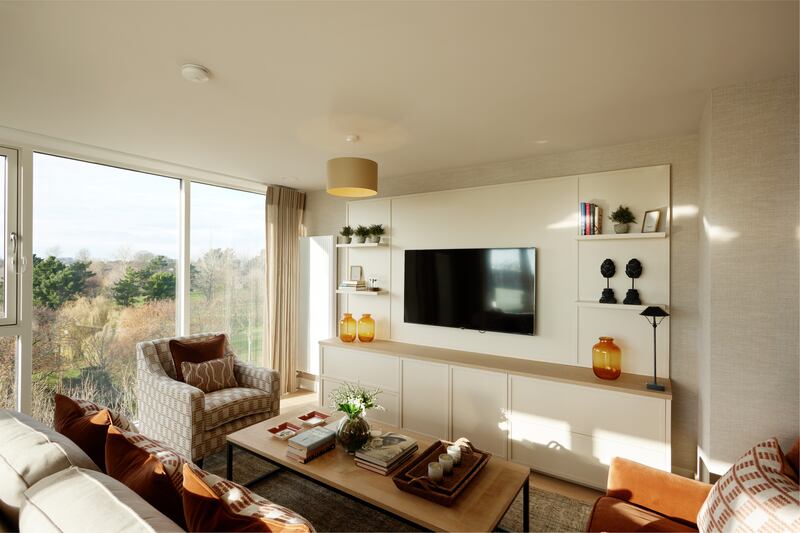 Living area in three-bed unit