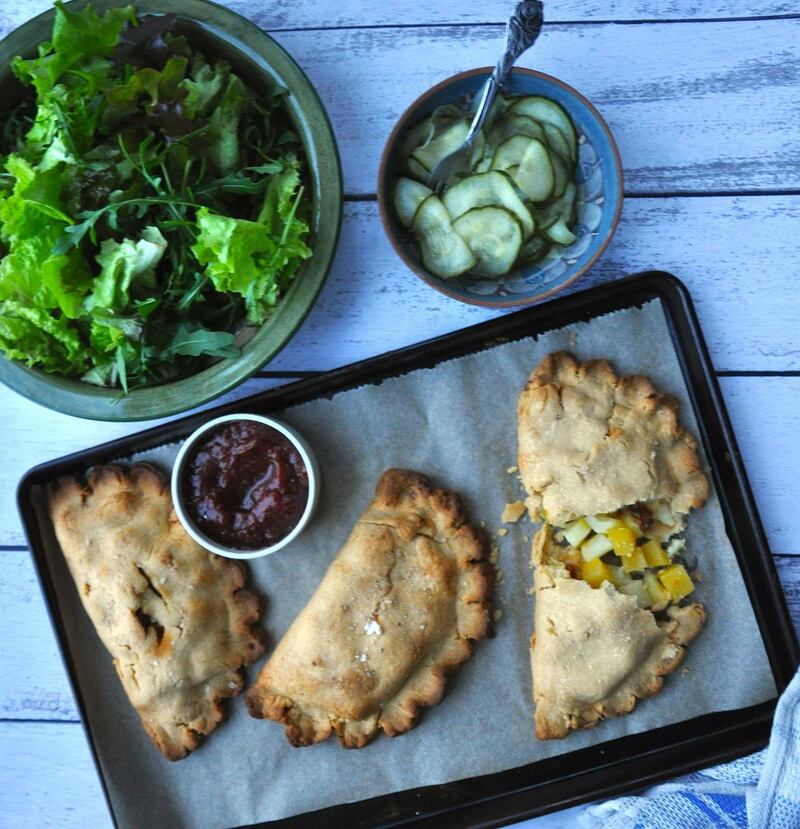 Turnip and chorizo cornish pasties.