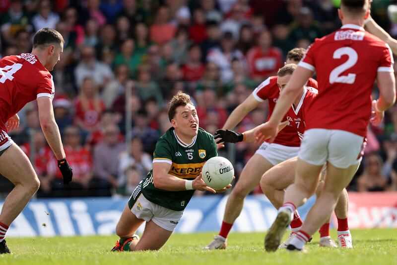 Kerry's Dara Moynihan in last year's championship clash. Photograph: Inpho