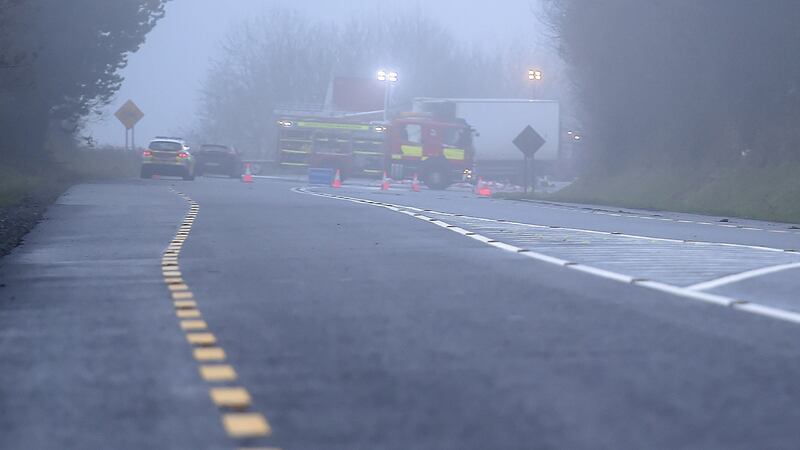 Emergency services at the scene of a crash in Co Monaghan in which two men died. Photograph: Philip Fitzpatrick