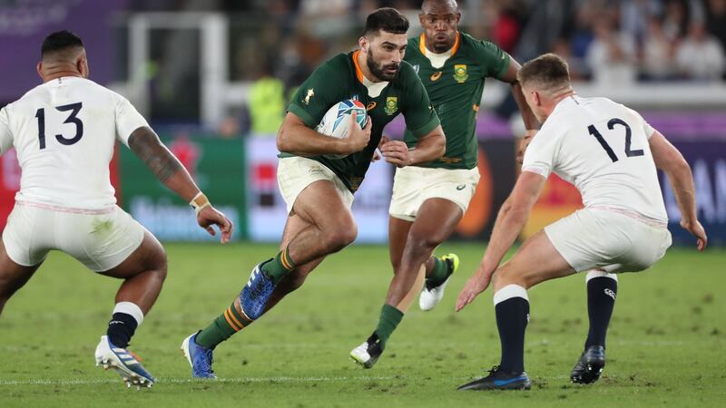 “He’s a very good kicker of the ball, a phenomenal passer” – Johann van Graan on  Damian de Allende. Photograph: Billy Stickland/Inpho