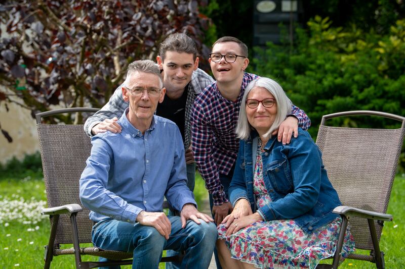 Gerard O'Carroll with wife Dominique and their sons Lucca (18) and Yann (22, second from right). Photograph: Domnick Walsh/Eye Focus