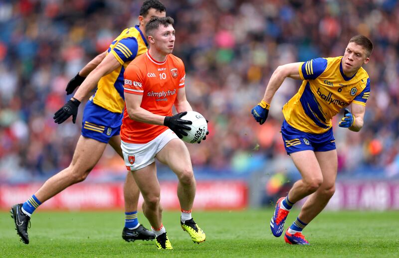 Oisín Conaty: could be detailed with curbing Dylan McHugh. Contender for Young Player of the Year. Photograph: James Crombie/Inpho 