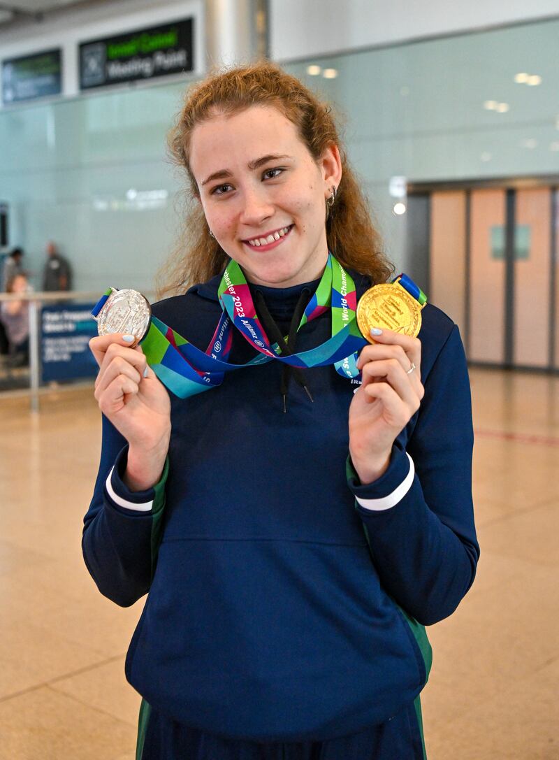 Róisín Ní Riain had a brilliant 2023, winning gold and bronze at the World Para-Swimming Championships in Manchester. Photograph: Sportsfile 
