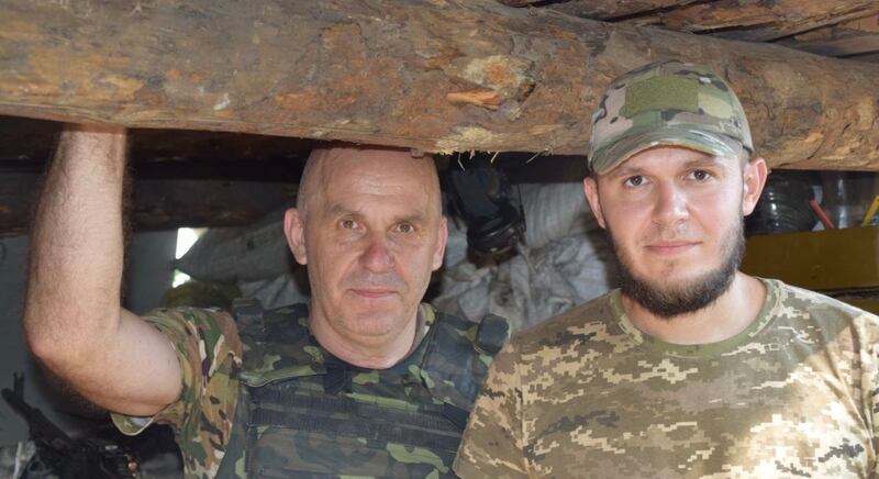 Maksym Mayevskyi with his father Volodymyr. Photograph: courtesy of Volodymyr Mayevskyi