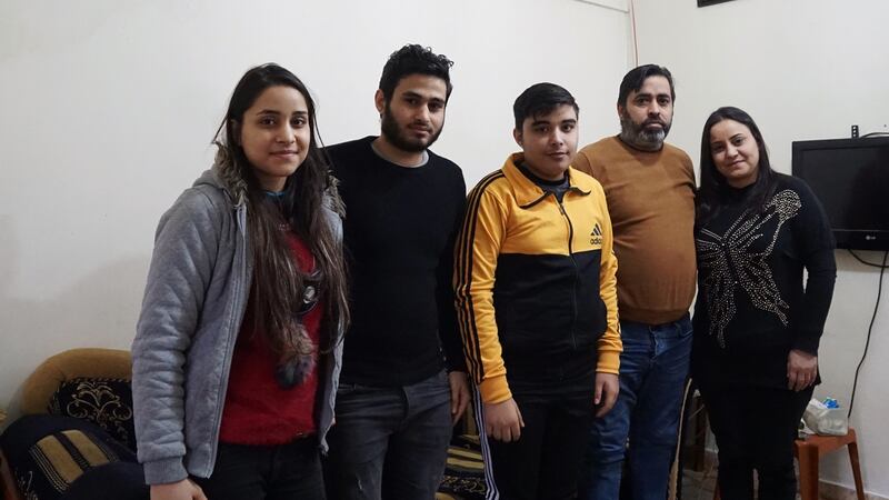 Sherin (20), Morad (18), Siar (15), Ahmad Hasan (47) and Nerouz Aljenko (38) at their apartment in Bourj al Barajneh in west Beirut. They can no longer afford the €35 monthly rent.