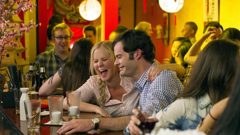 Still of Bill Hader and Amy Schumer in Trainwreck (2015)