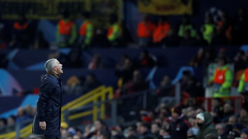 Jose Mourinho after Manchester United’s late winner at Old Trafford. Photograph: Phil Noble/Reuters