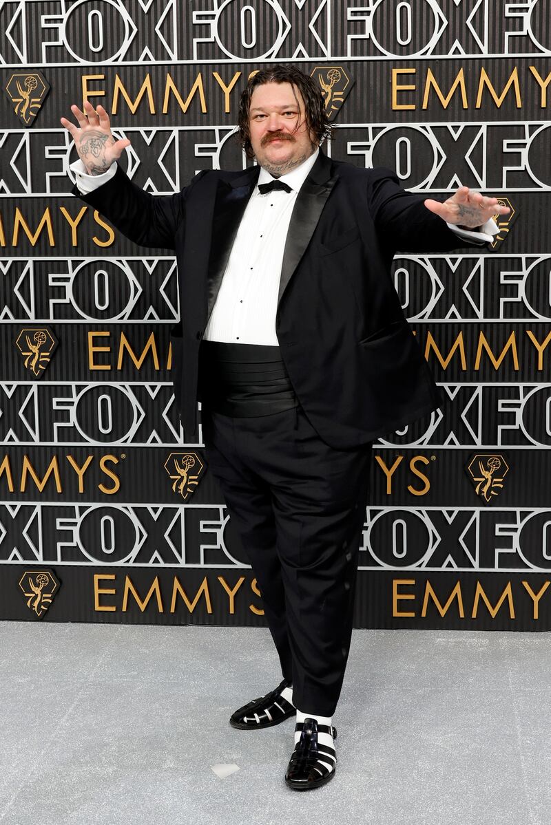 Matty Matheson paired Birkenstocks with a suit as he arrived to the 75th Emmy Awards. Photograph: Frazer Harrison/Getty Images