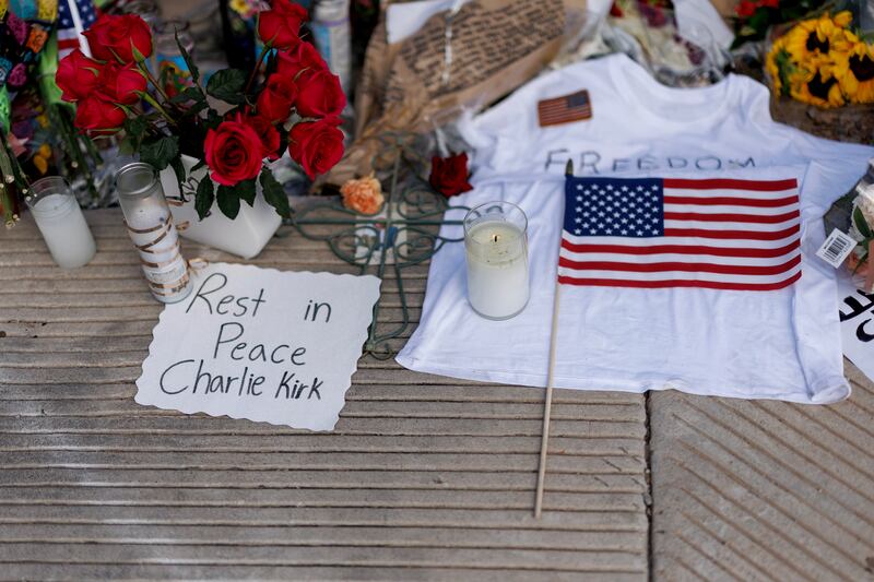 A memorial for Charlie Kirk at the Turning Point USA headquarters in Phoenix, Arizona. Photograph: Eric Thayer/Getty Images