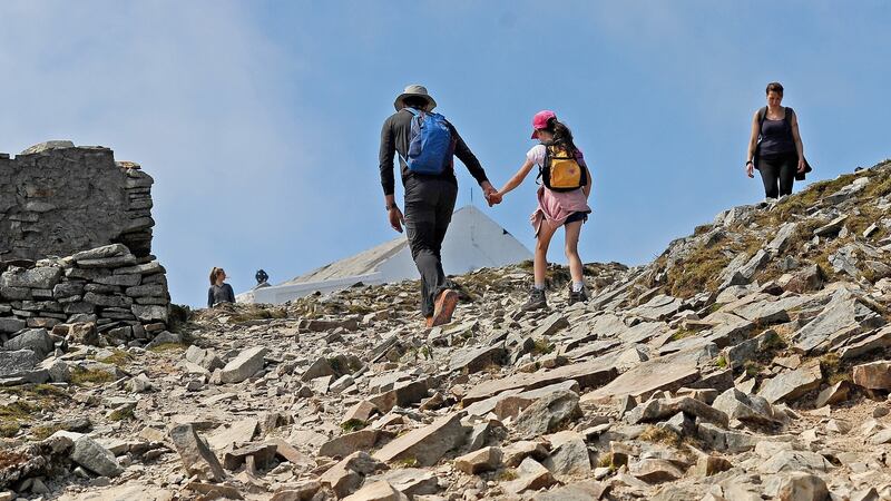Pilgrims making their way up Croagh Patrick. Photograph: Conor McKeown