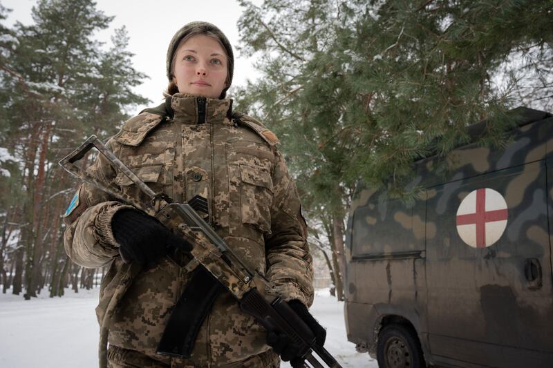 Medic Natalia in Ukraine: Enemy in the Woods. Photograph: Jamie Roberts/Hoyo Films