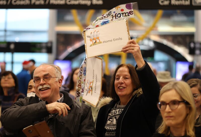 22/12/2022 - NEWS - Airport Arrivals this morning (thursday), GV's as travellers arrived back into Dublin Airport.  Photograph Nick Bradshaw for The Irish Times

