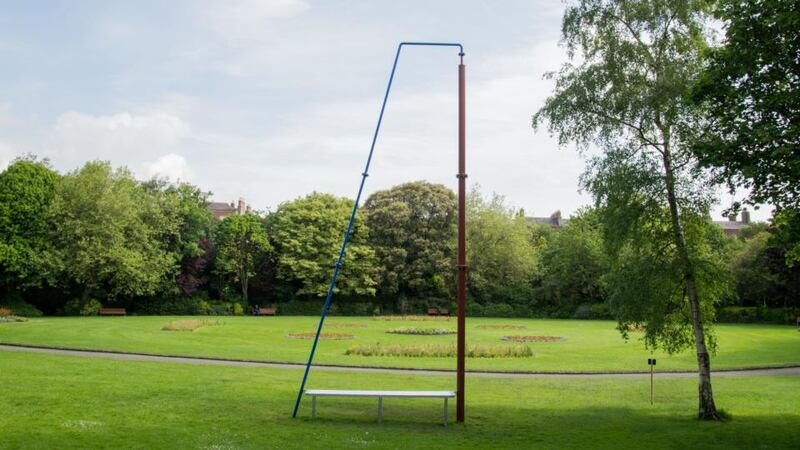 Soaring steel: Understudy by Aleana Egan from the exhibition Vestibule in Merrion Square Park, Dublin. Photograph: Evan Buggle.