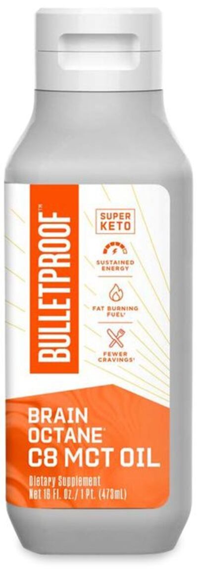 Bulletproof’s Brain Octane Oil, as taken by Orlando Bloom