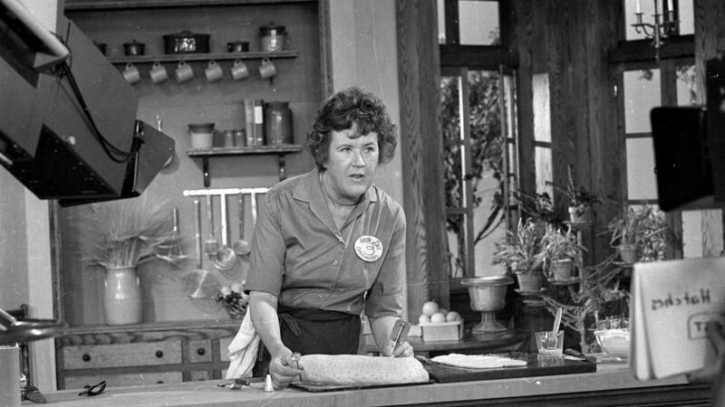 Julia Child in front of the camera in her cookery studio in 1970. Photograph: AP