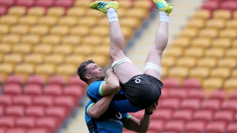 CJ Stander and Peter O’Mahony during training. Photo: Dan Sheridan/Inpho