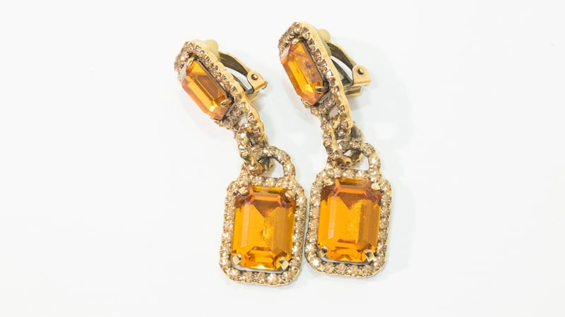Clip-on earrings from the 50s with yellow tone crystal, claw set ?90 from Aria Vintage, Celbridge, Co Kildare