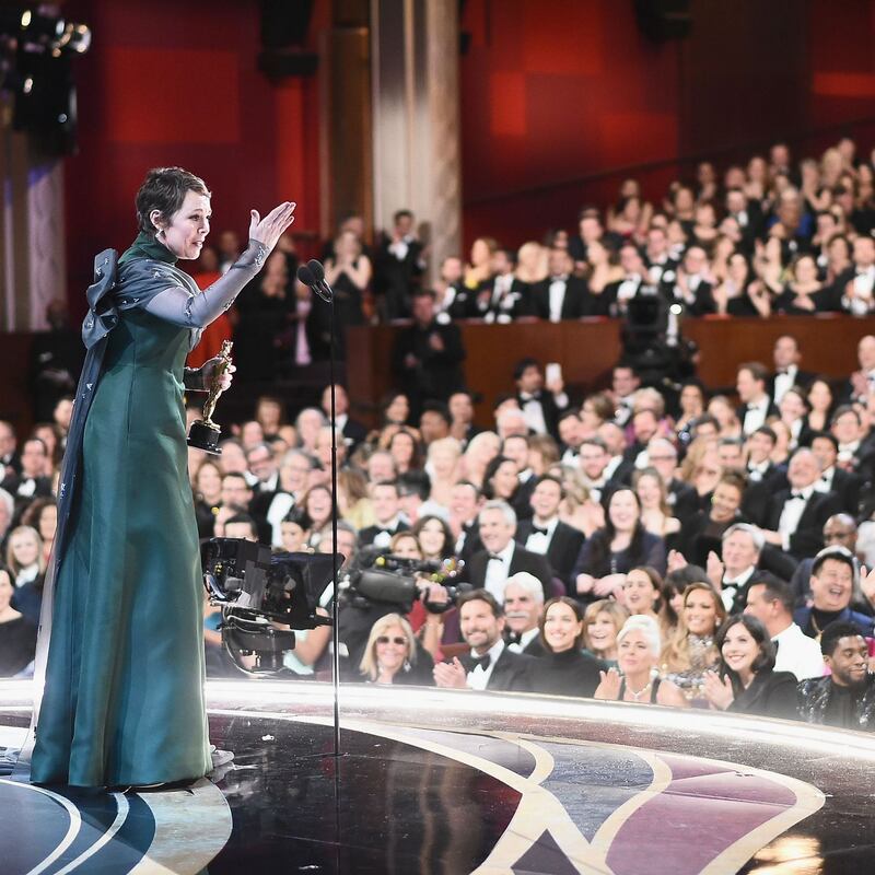 Olivia Colman accepting her best-actress Oscar for The Favourite. Photograph: Matt Petit/Ampas via Getty