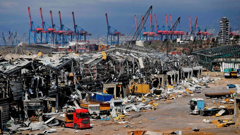 A picture of the destruction at Beirut’s port on August 10th following a huge chemical explosion that devastated large parts of the Lebanese capital. Photograph: Joseph Eid/ AFP/Getty