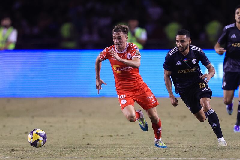 Shelbourne’s James Barry Norris during the Champions League second-round qualifier against Qarabag in Baku. Photograph: Aleksandar Djorovic/Inpho