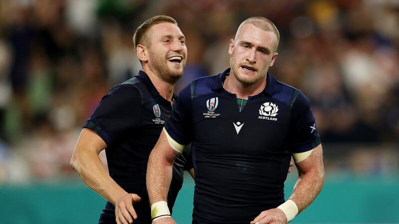 Finn Russell and Stuart Hogg are set to line out against each other in the Champions Cup final. Photograph: Francois Nel/Getty