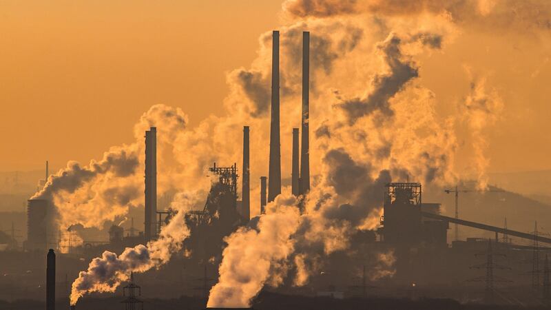 Steam and exhaust rise from the chemical company  in Oberhausen, Germany. File photograph: Lukas Schulze/Getty Images