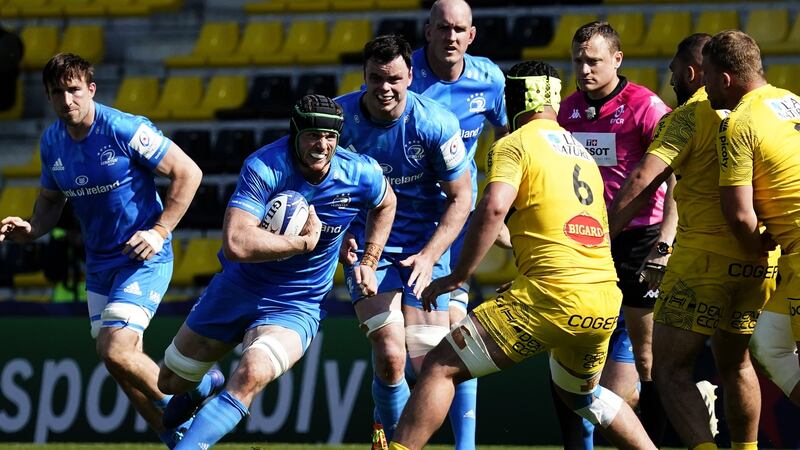 Leinster’s Ryan Baird in action at the Heineken Champions Cup semi-final between Leinster and La Rochelle at Stade Marcel Deflandre on Sunday. Photograph: Dave Winter/Inpho