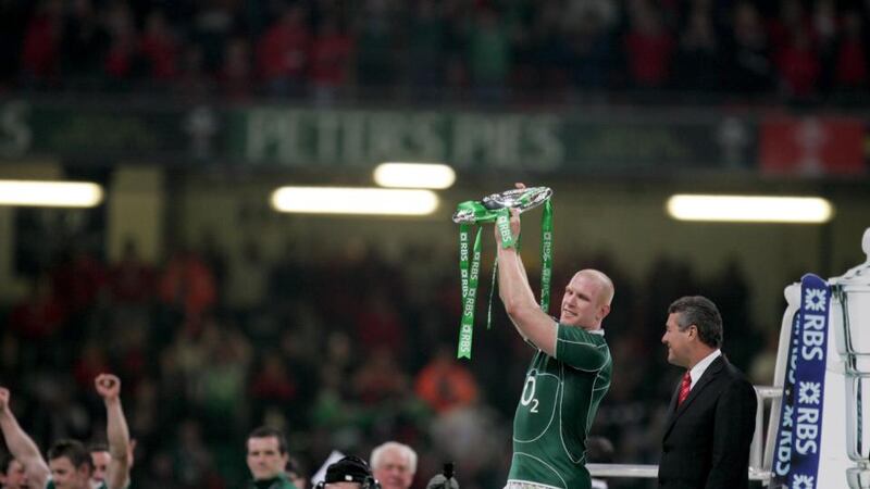 Paul O’Connell with the Triple Crown. Photograph: Morgan Treacy/Inpho